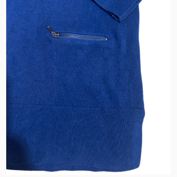 RALSEY BLUE SWEATER VNECK LONG SLEEVES ZIPPER FLAT POCKETS STRETCH SIZE MEDIUM - Picture 3 of 6